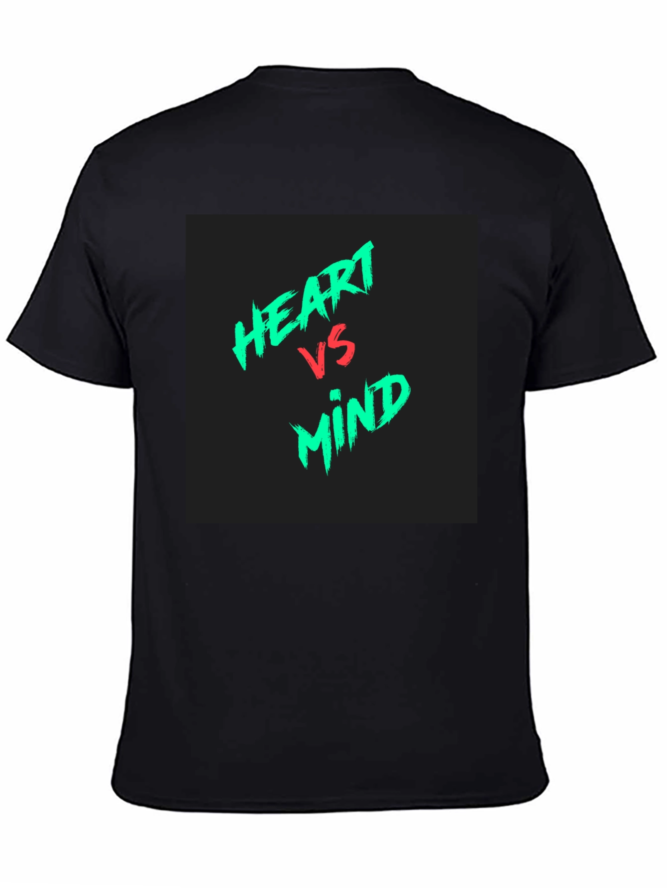 Heart vs Mind Graphic Tee - Black Cotton Casual T-Shirt