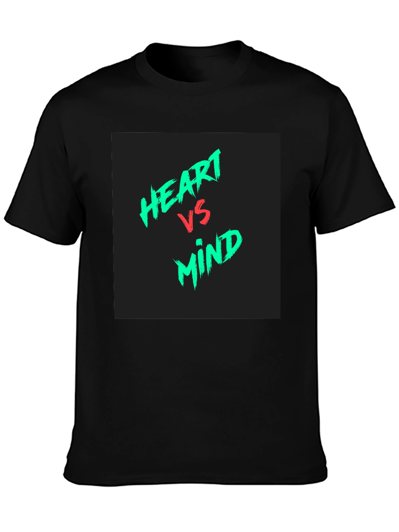 Heart vs Mind Graphic Tee - Black Cotton Casual T-Shirt