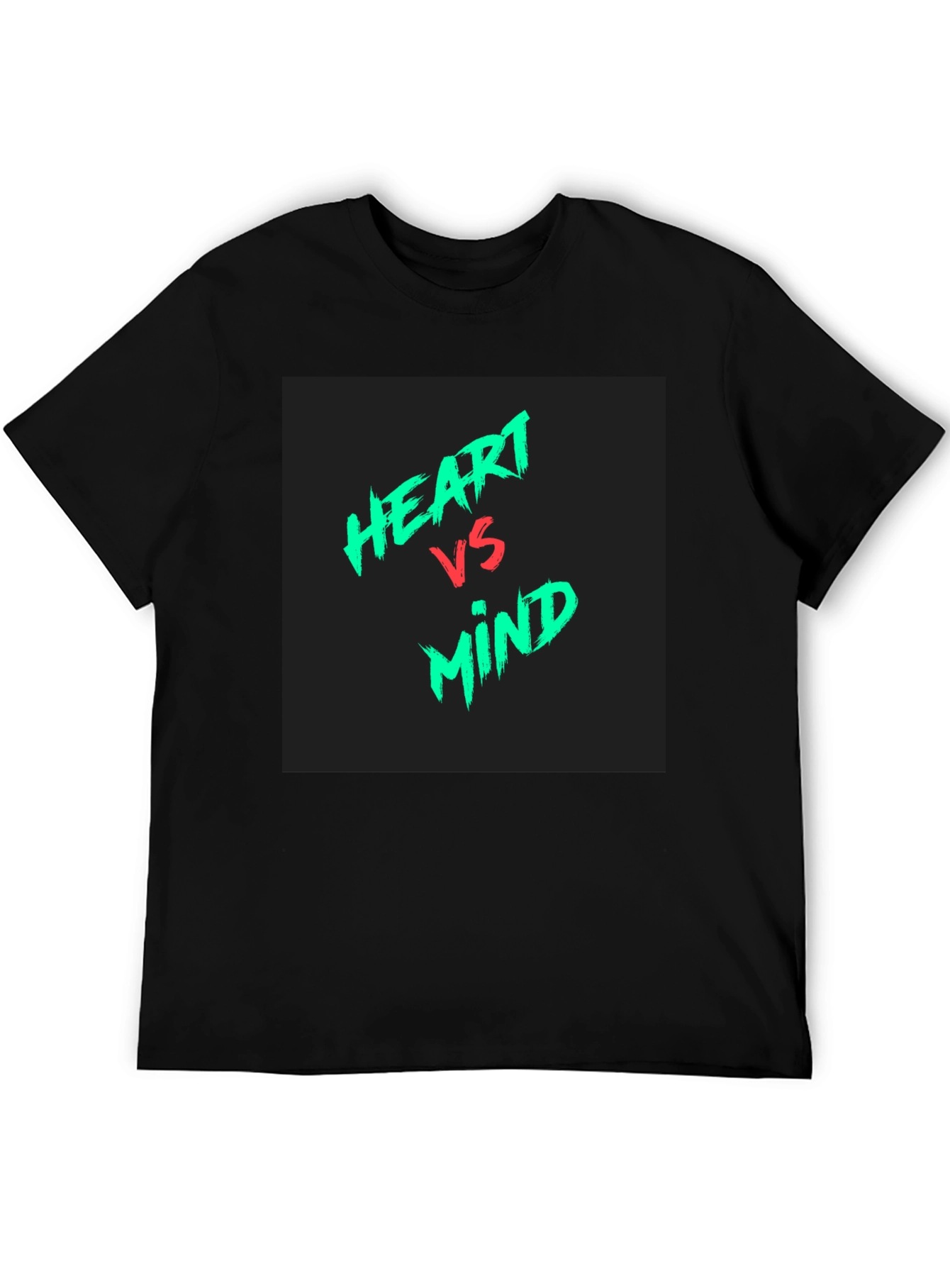 Heart vs Mind Graphic Tee - Black Cotton Casual T-Shirt