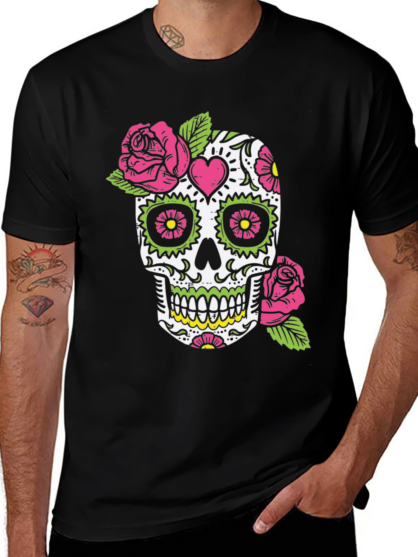 Sugar Skull Graphic Tee - Day of the Dead Design