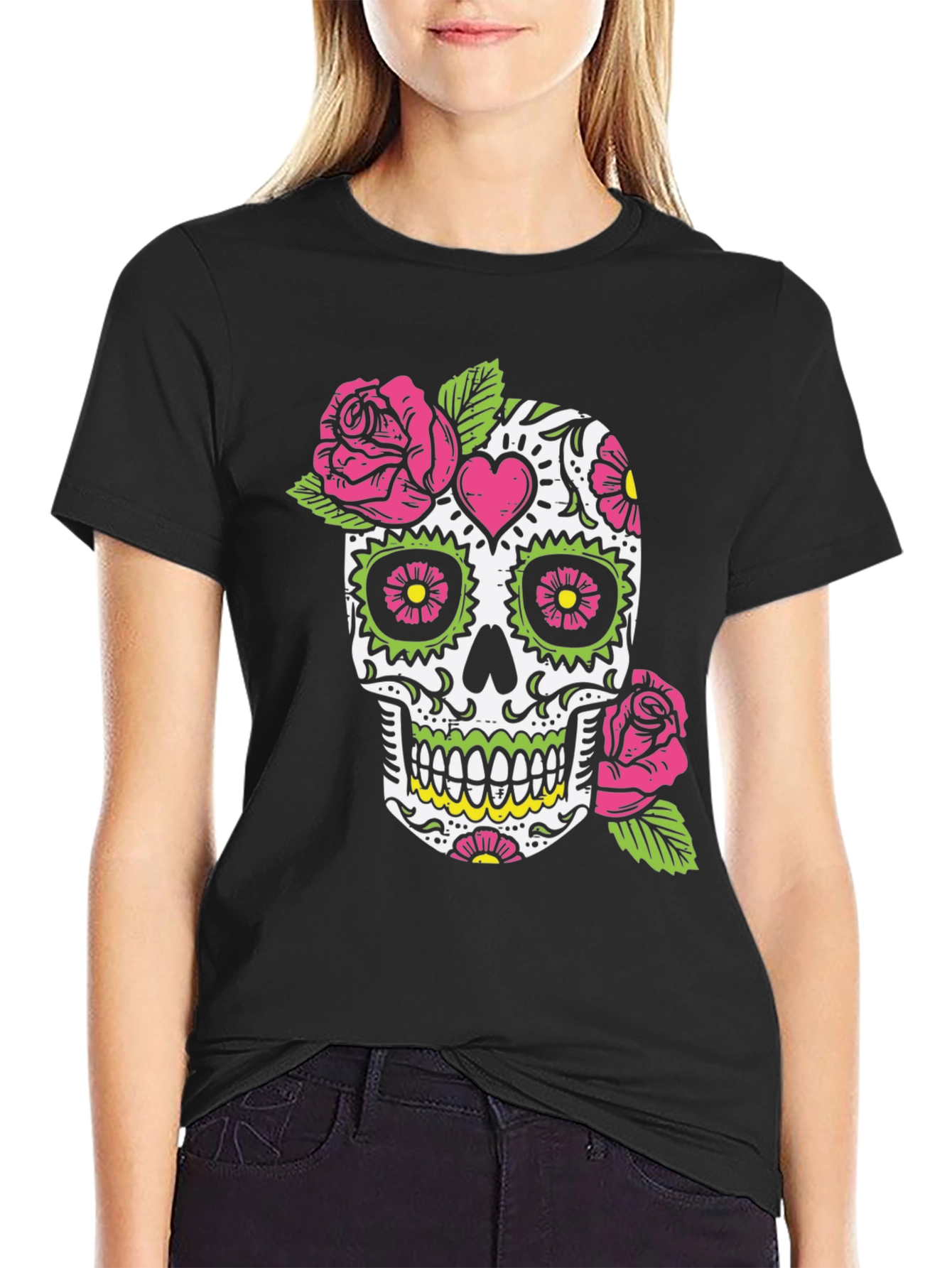 Sugar Skull Graphic Tee - Day of the Dead Design