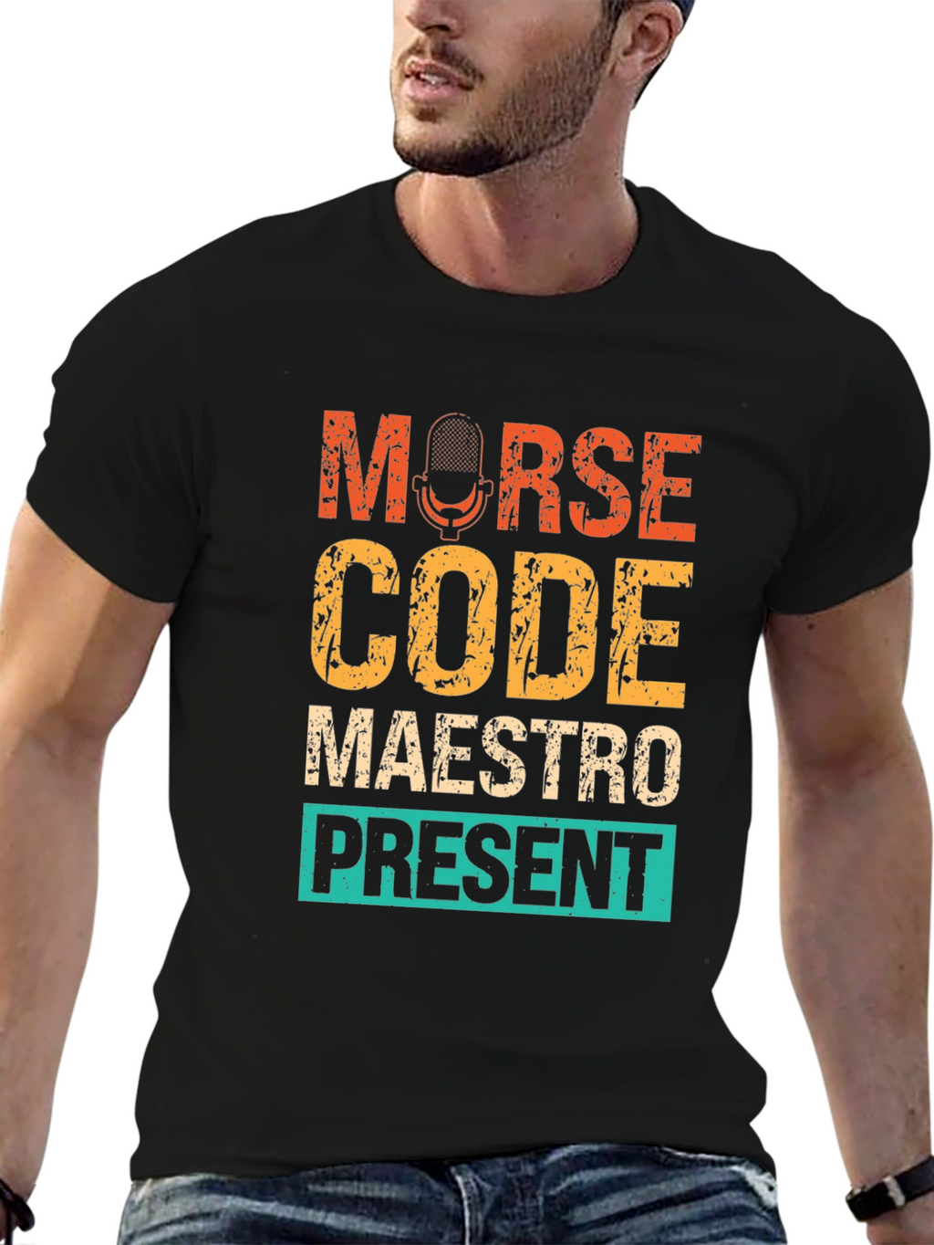 Morse Code Maestro Present T-Shirt - Black