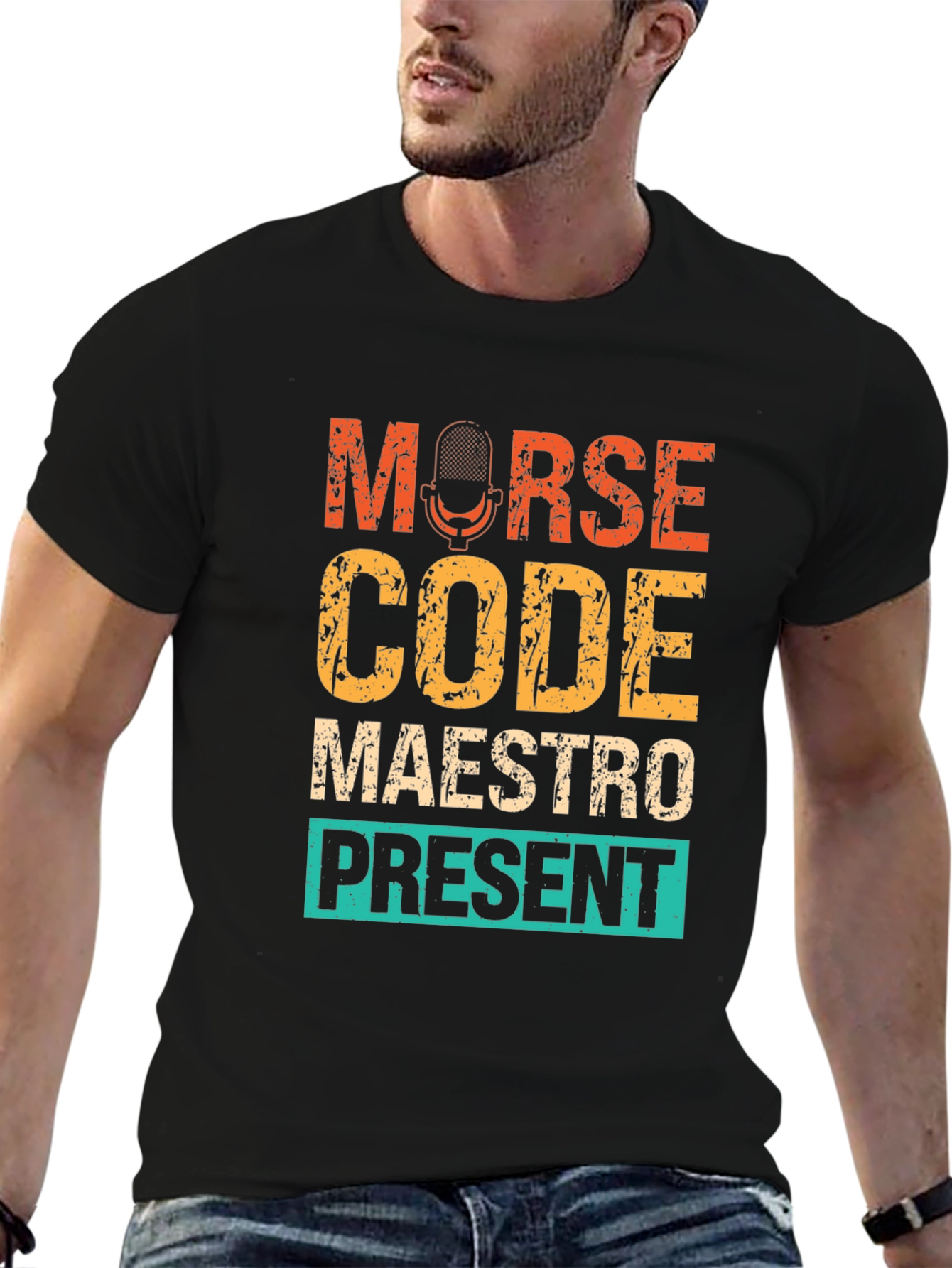Morse Code Maestro Present T-Shirt - Black