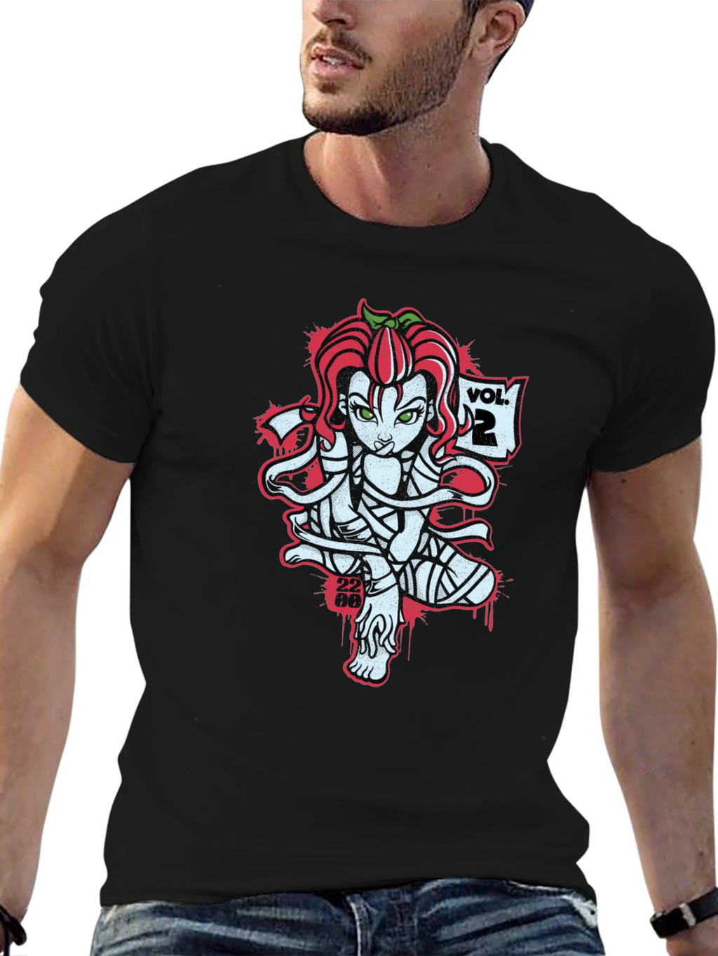 Tomato Girl Mummy Graphic Black T-Shirt