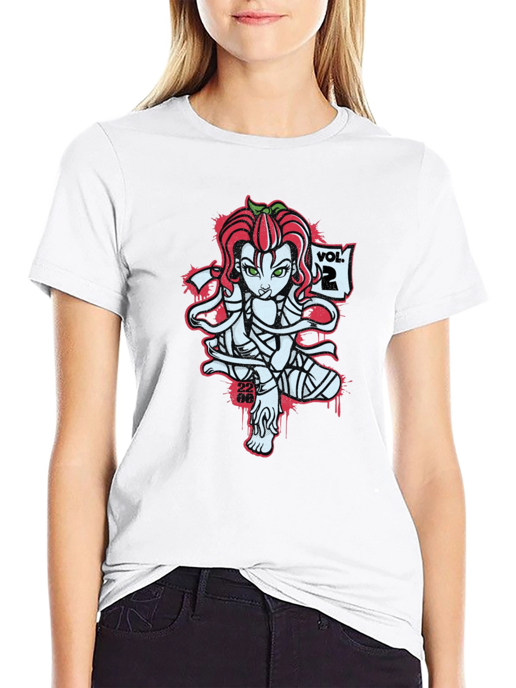 Tomato Girl Mummy Graphic Black T-Shirt