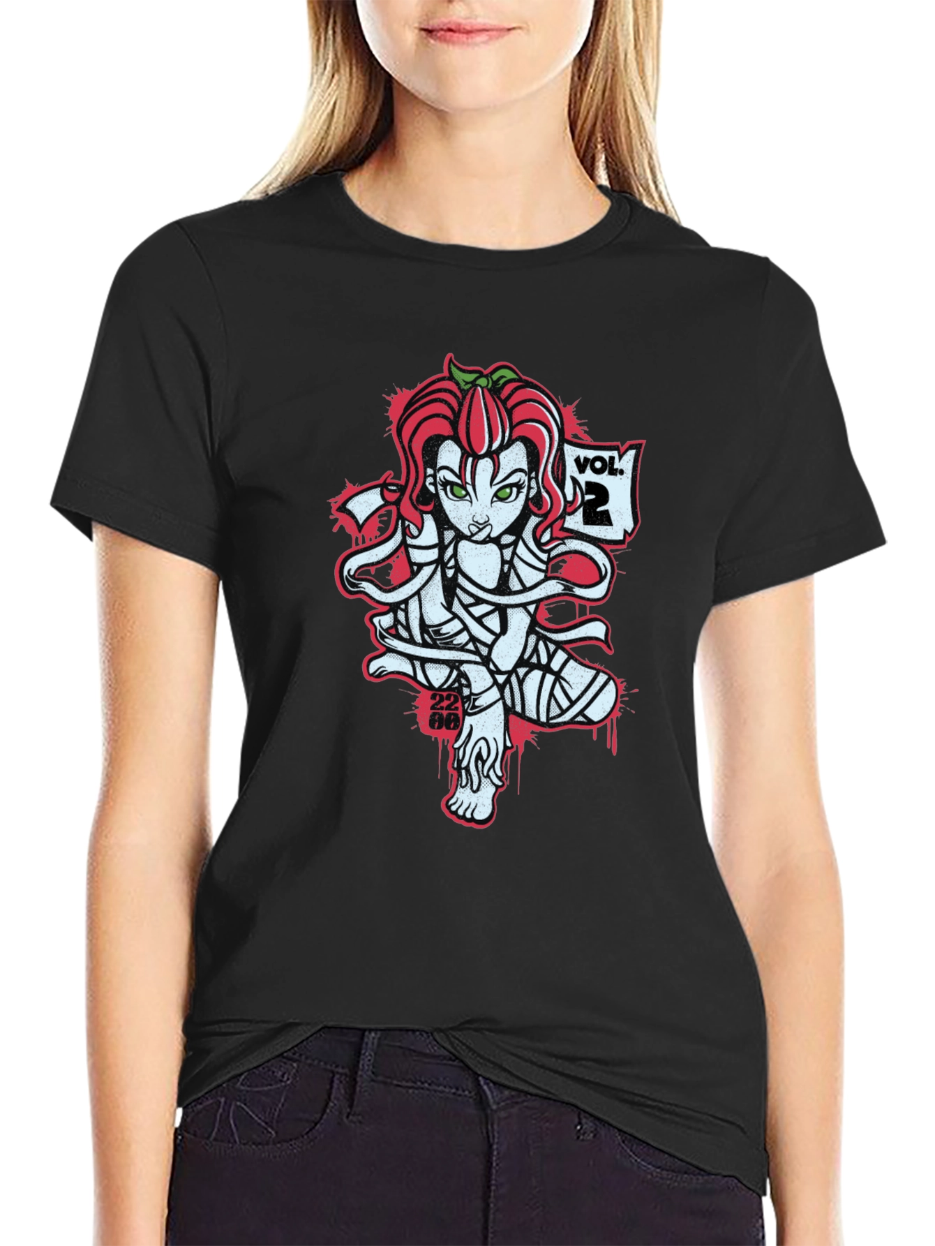 Tomato Girl Mummy Graphic Black T-Shirt