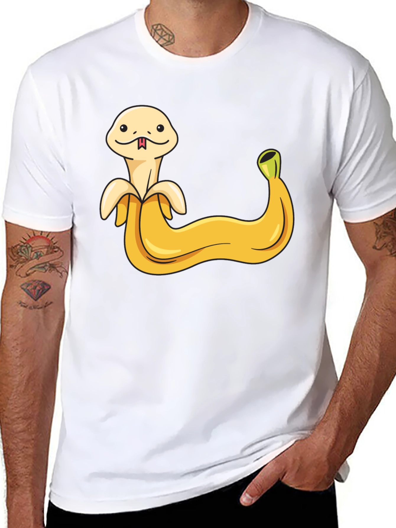 Banana Snake Graphic Tee - Funny Fruit Serpent Shirt