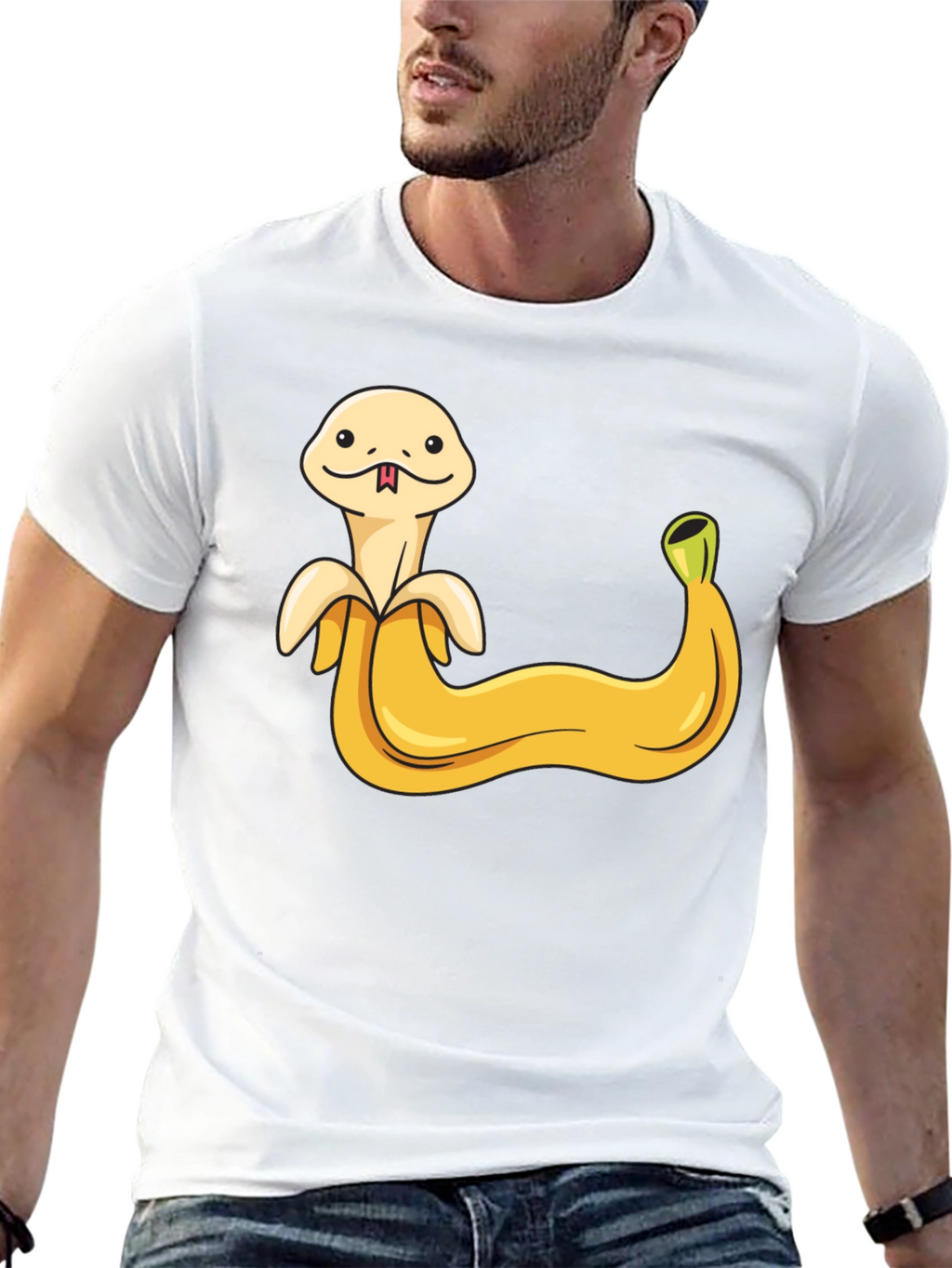 Banana Snake Graphic Tee - Funny Fruit Serpent Shirt