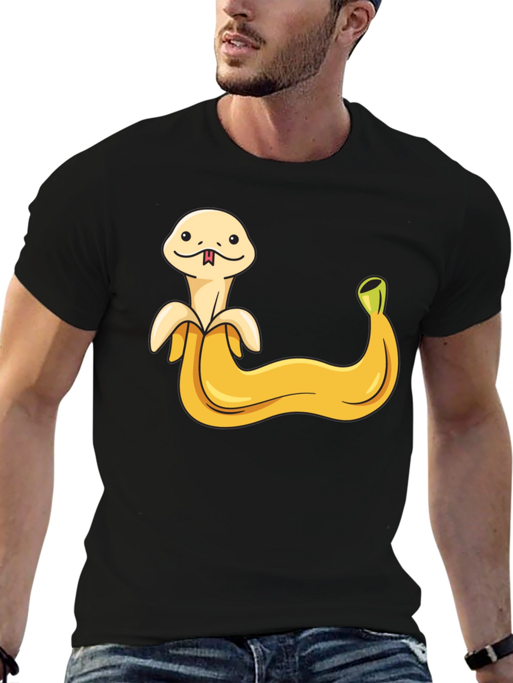 Banana Snake Graphic Tee - Funny Fruit Serpent Shirt