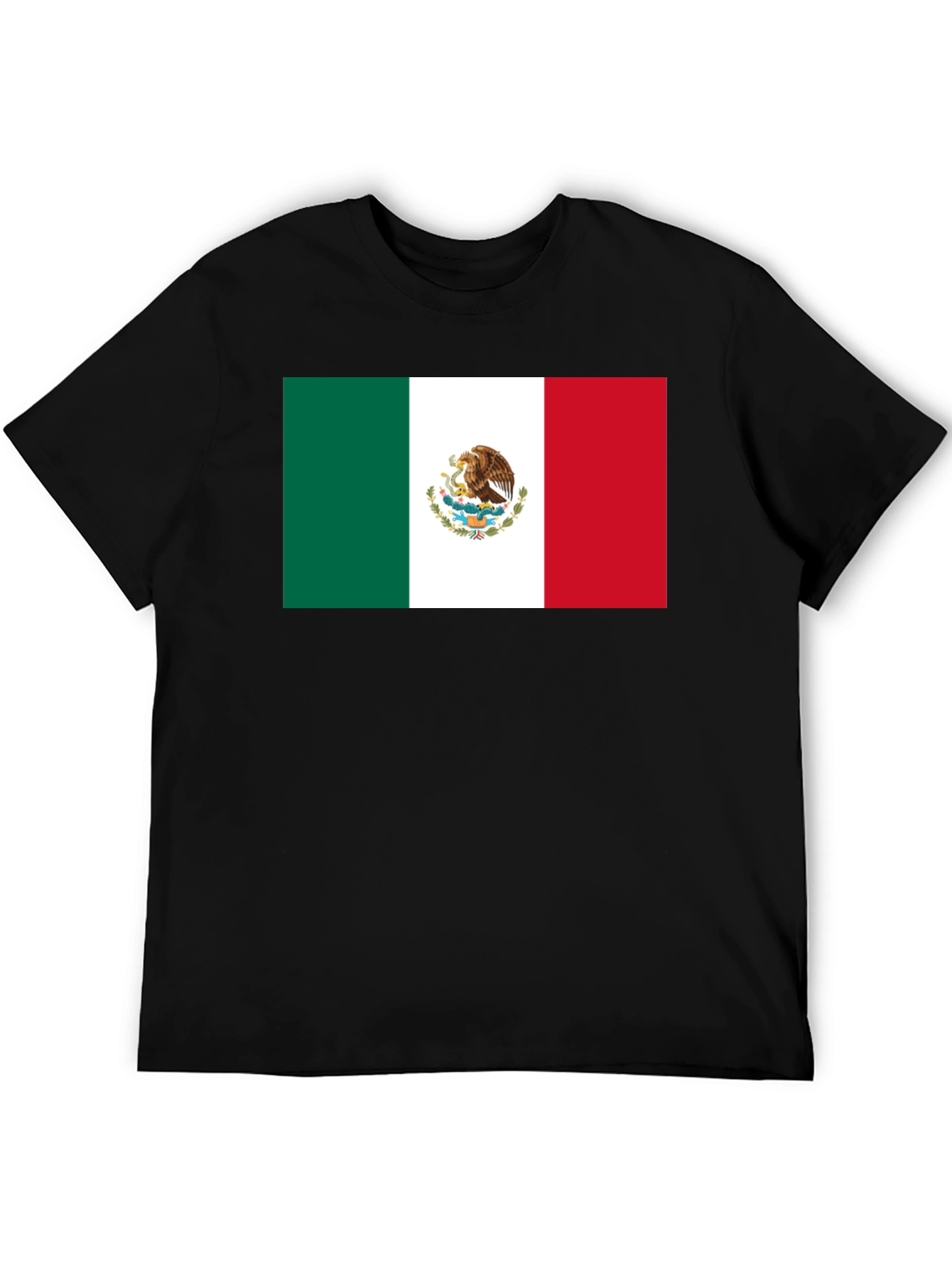 Mexico Flag T-Shirt - Black Crew Neck Tee