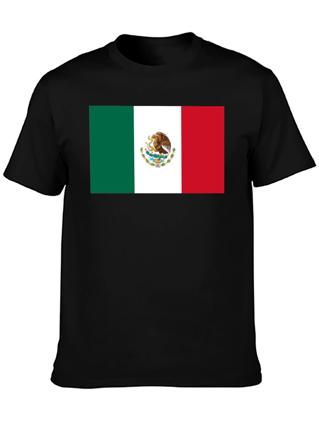 Mexico Flag T-Shirt - Black Crew Neck Tee