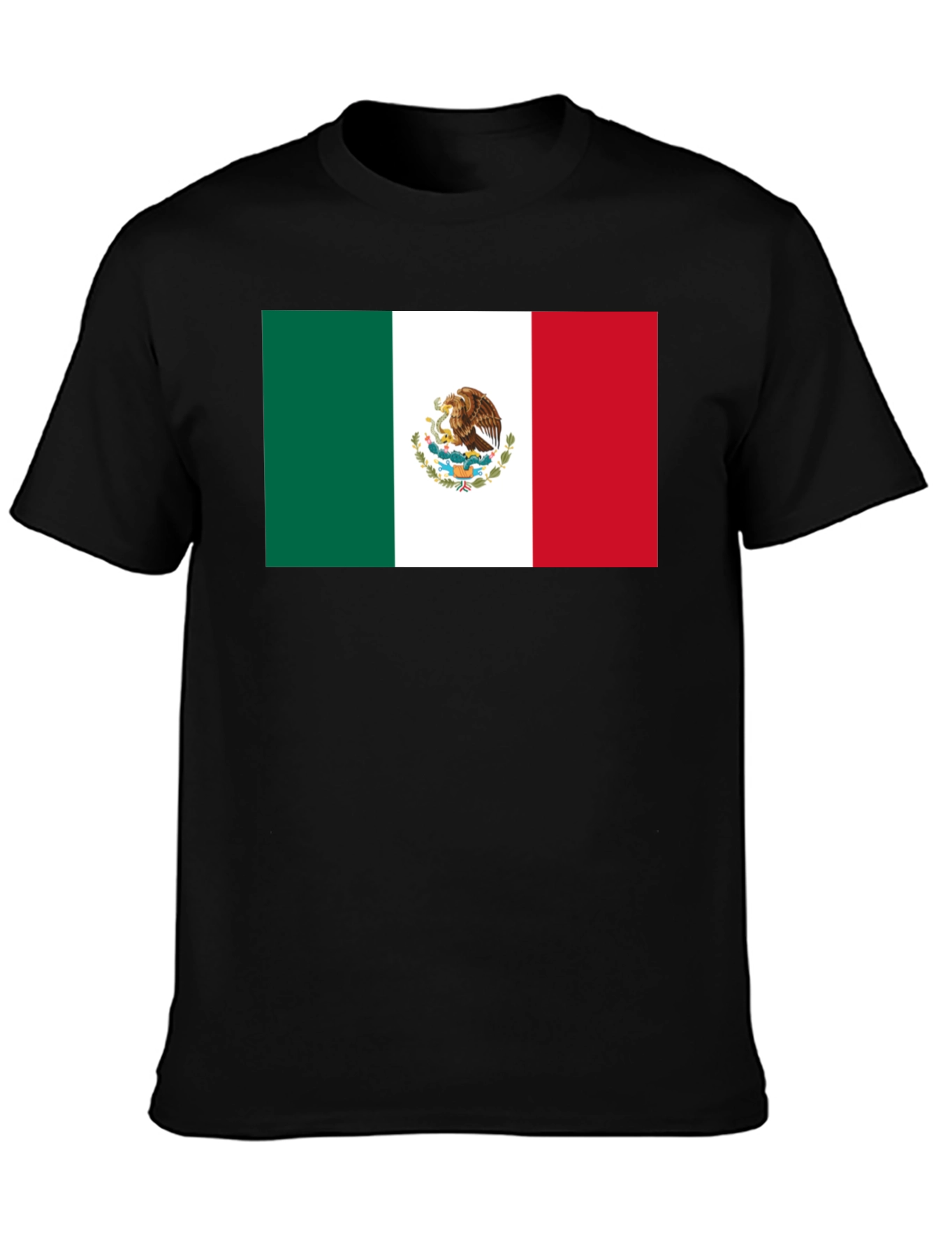 Mexico Flag T-Shirt - Black Crew Neck Tee