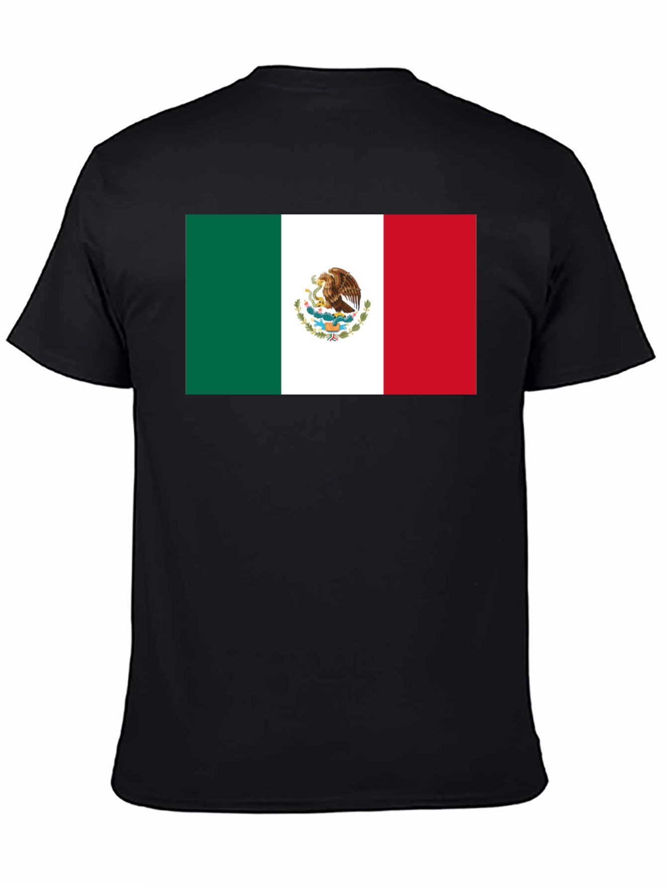 Mexico Flag T-Shirt - Black Crew Neck Tee