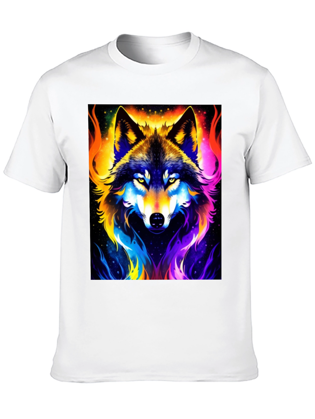 Vibrant Wolf Graphic Black T-Shirt