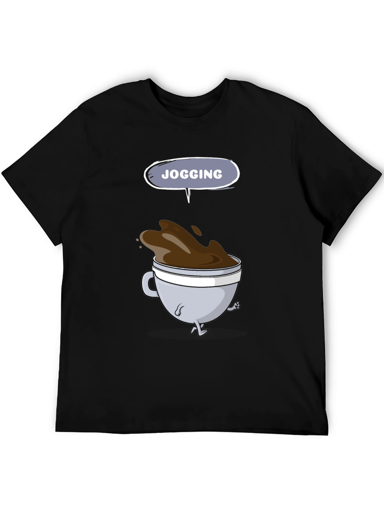 Jogging Coffee Cup Graphic Tee - Mens Black T-Shirt