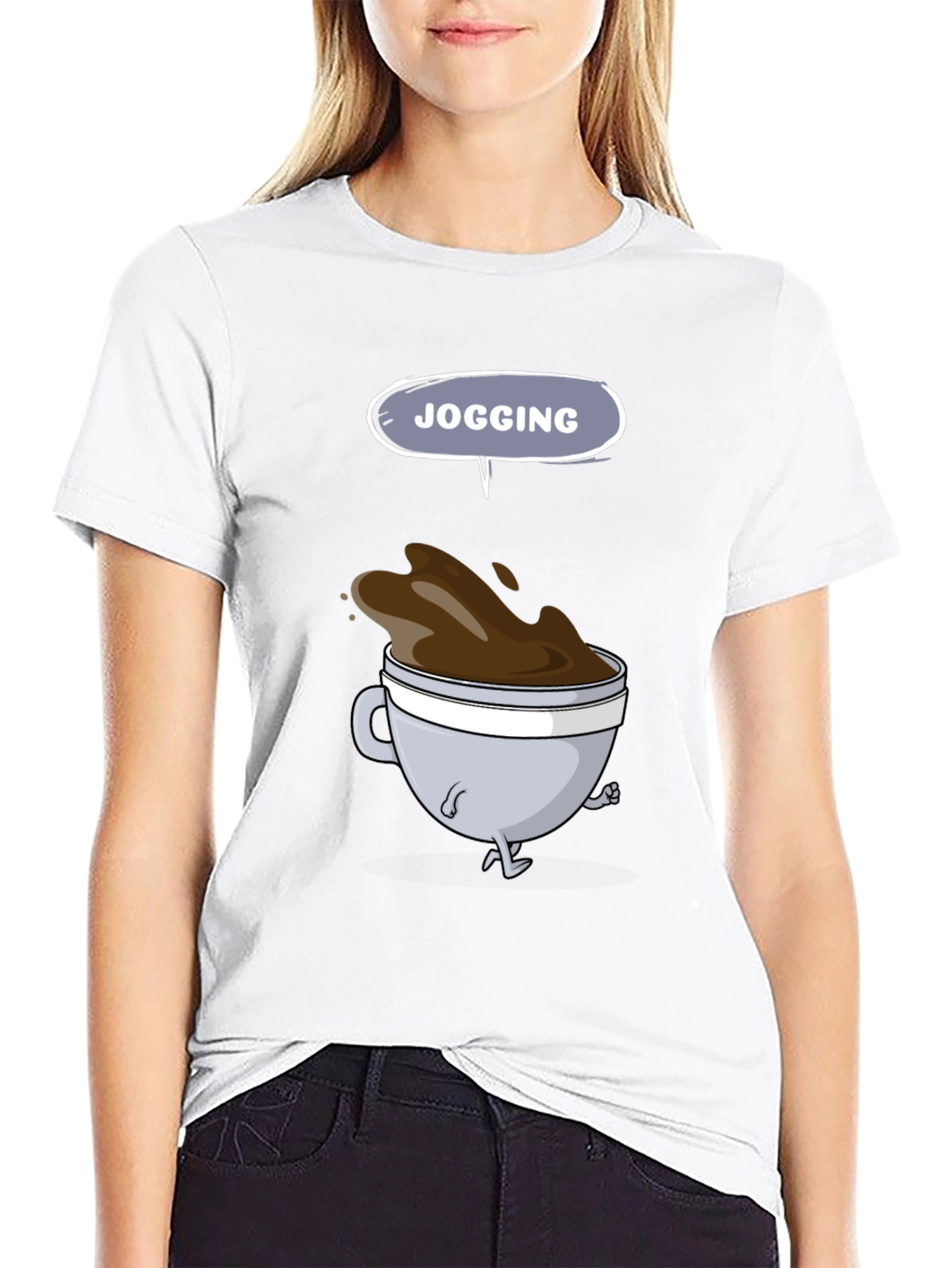 Jogging Coffee Cup Graphic Tee - Mens Black T-Shirt