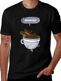 Jogging Coffee Cup Graphic Tee - Mens Black T-Shirt