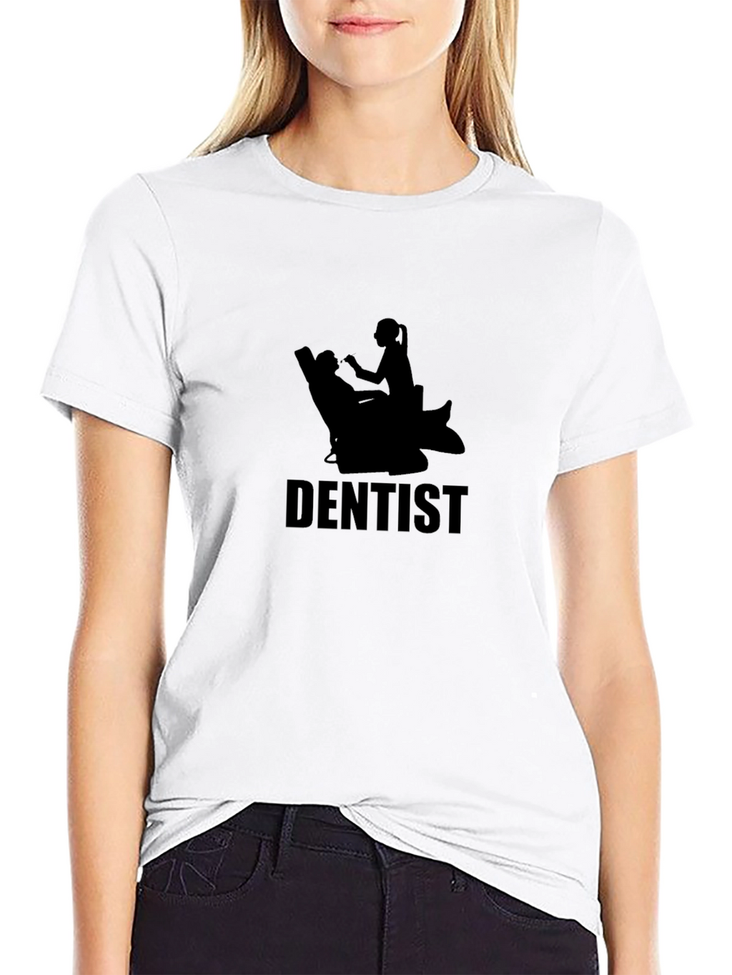 Dentist Tee - Silhouette Design Black Cotton