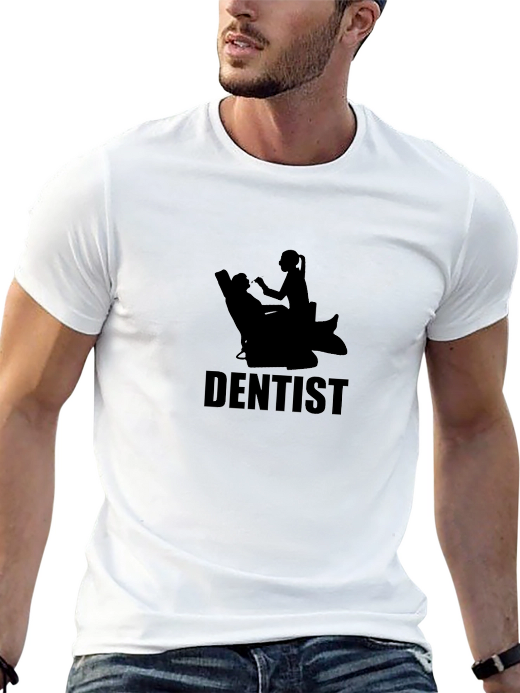 Dentist Tee - Silhouette Design Black Cotton