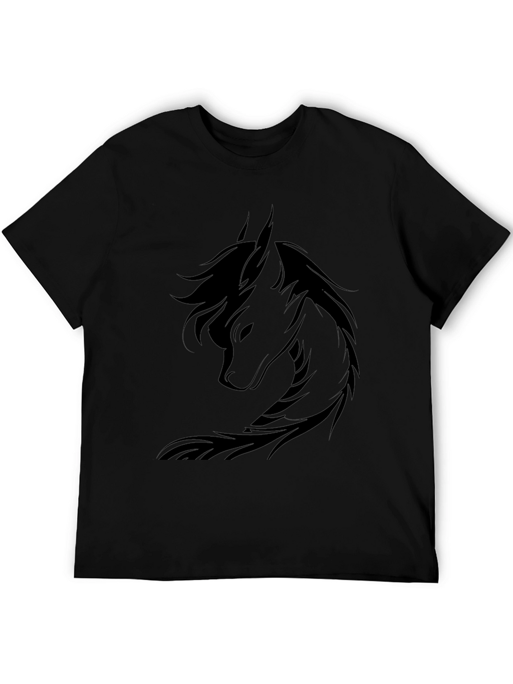 Black T-Shirt with Wolf Graphic