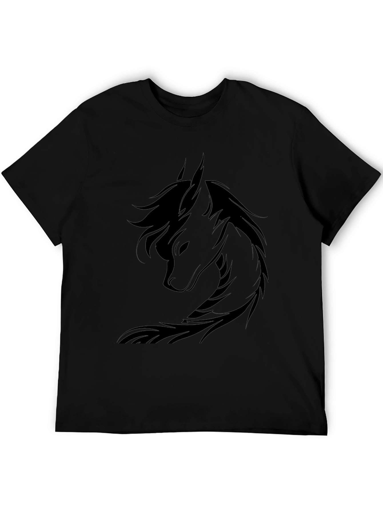 Black T-Shirt with Wolf Graphic