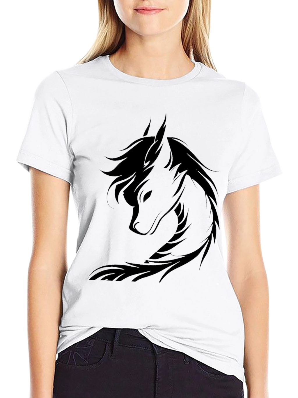 Black T-Shirt with Wolf Graphic