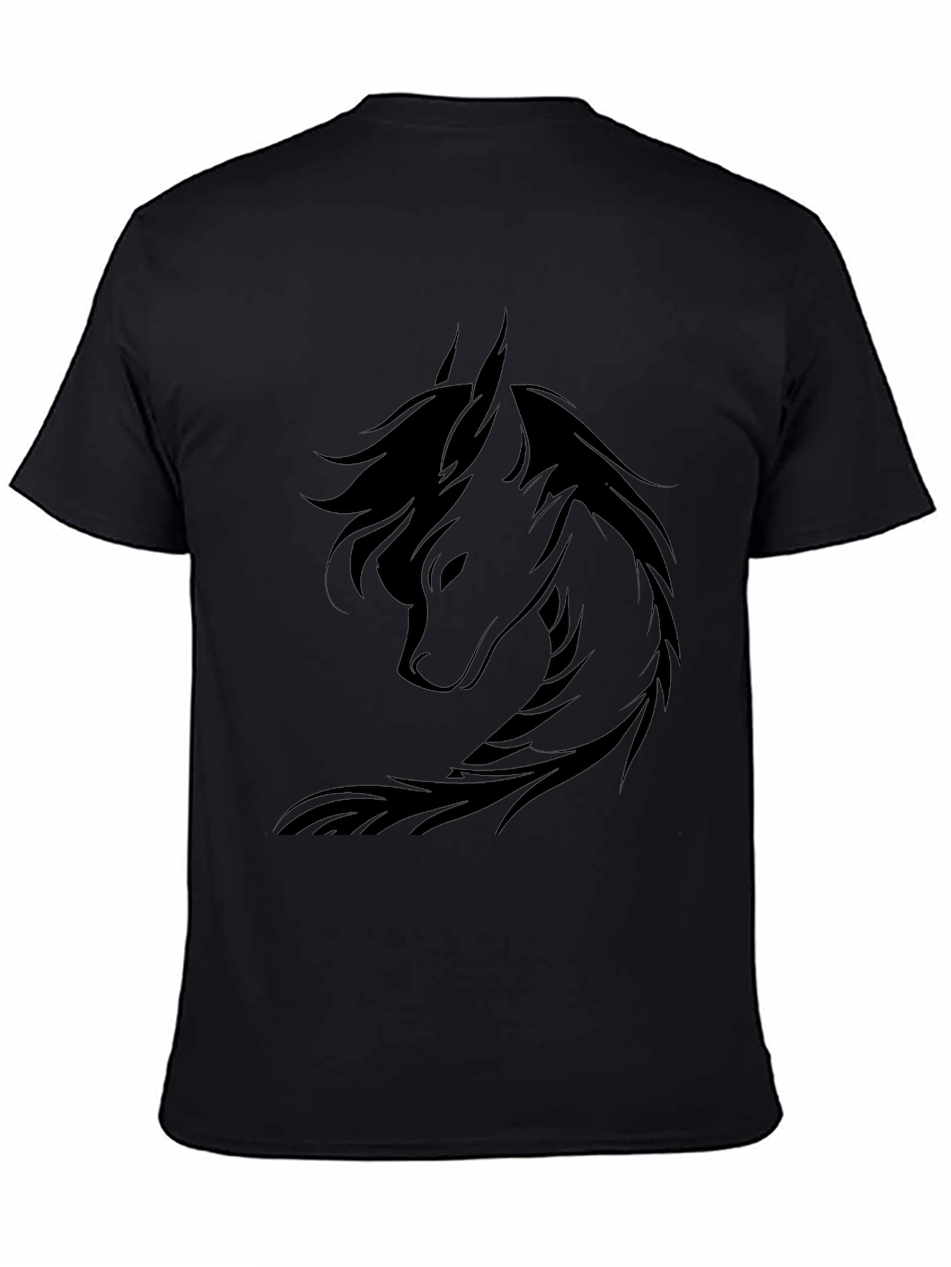 Black T-Shirt with Wolf Graphic