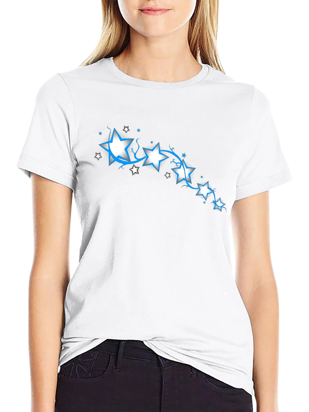 Star Design Black T-Shirt
