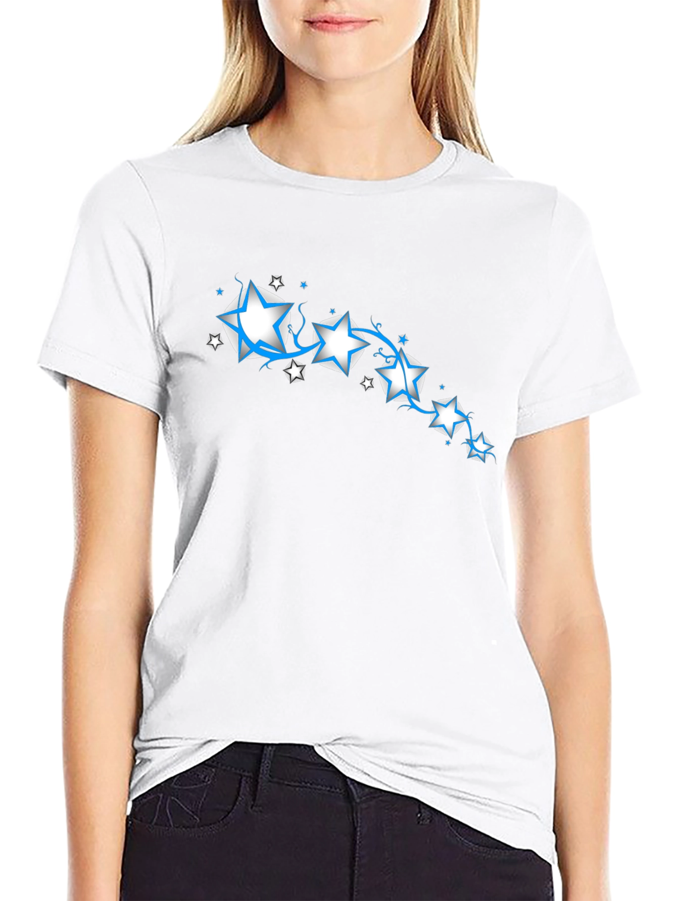 Star Design Black T-Shirt
