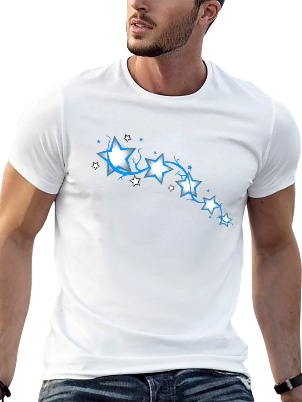 Star Design Black T-Shirt