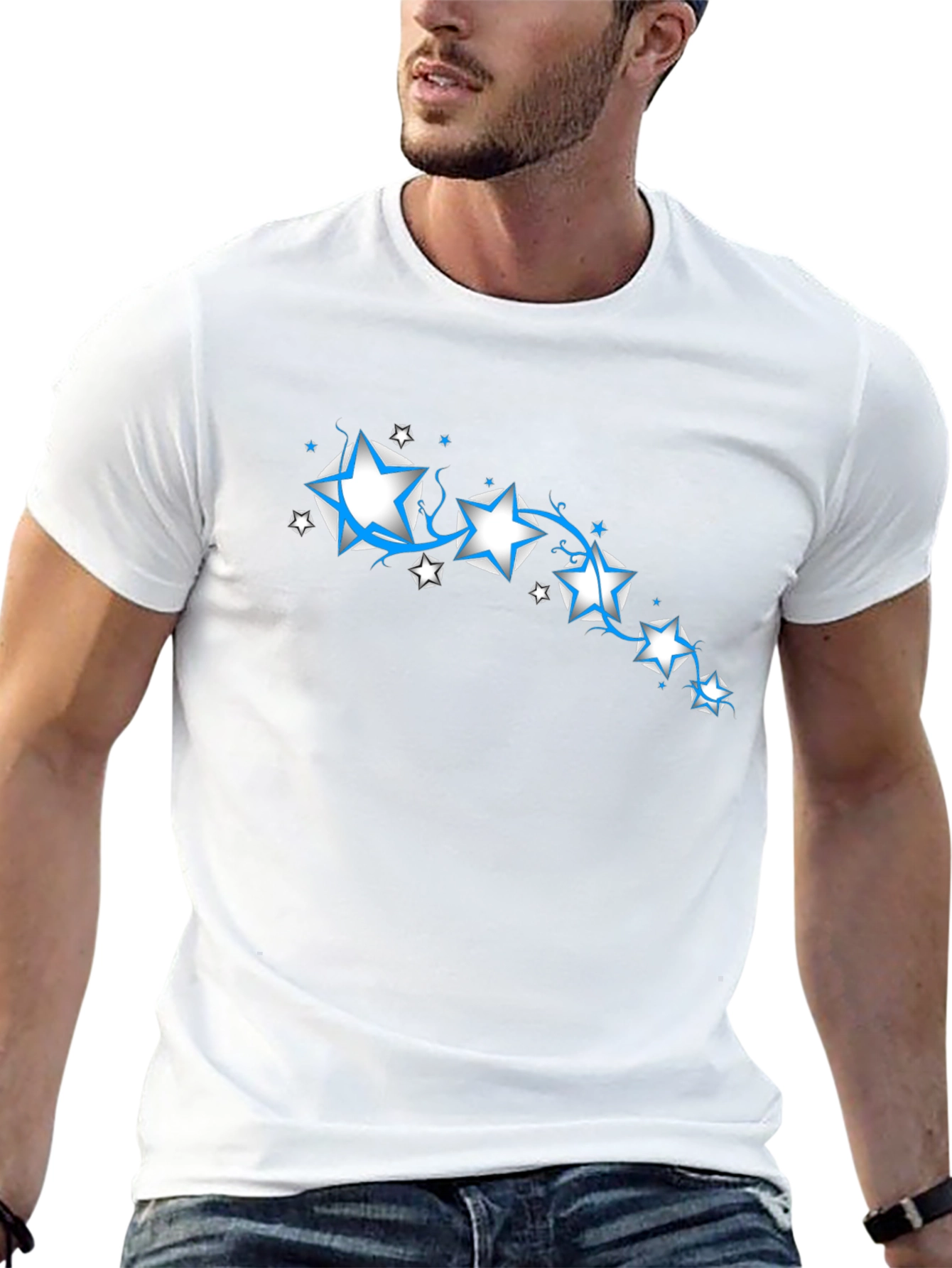 Star Design Black T-Shirt