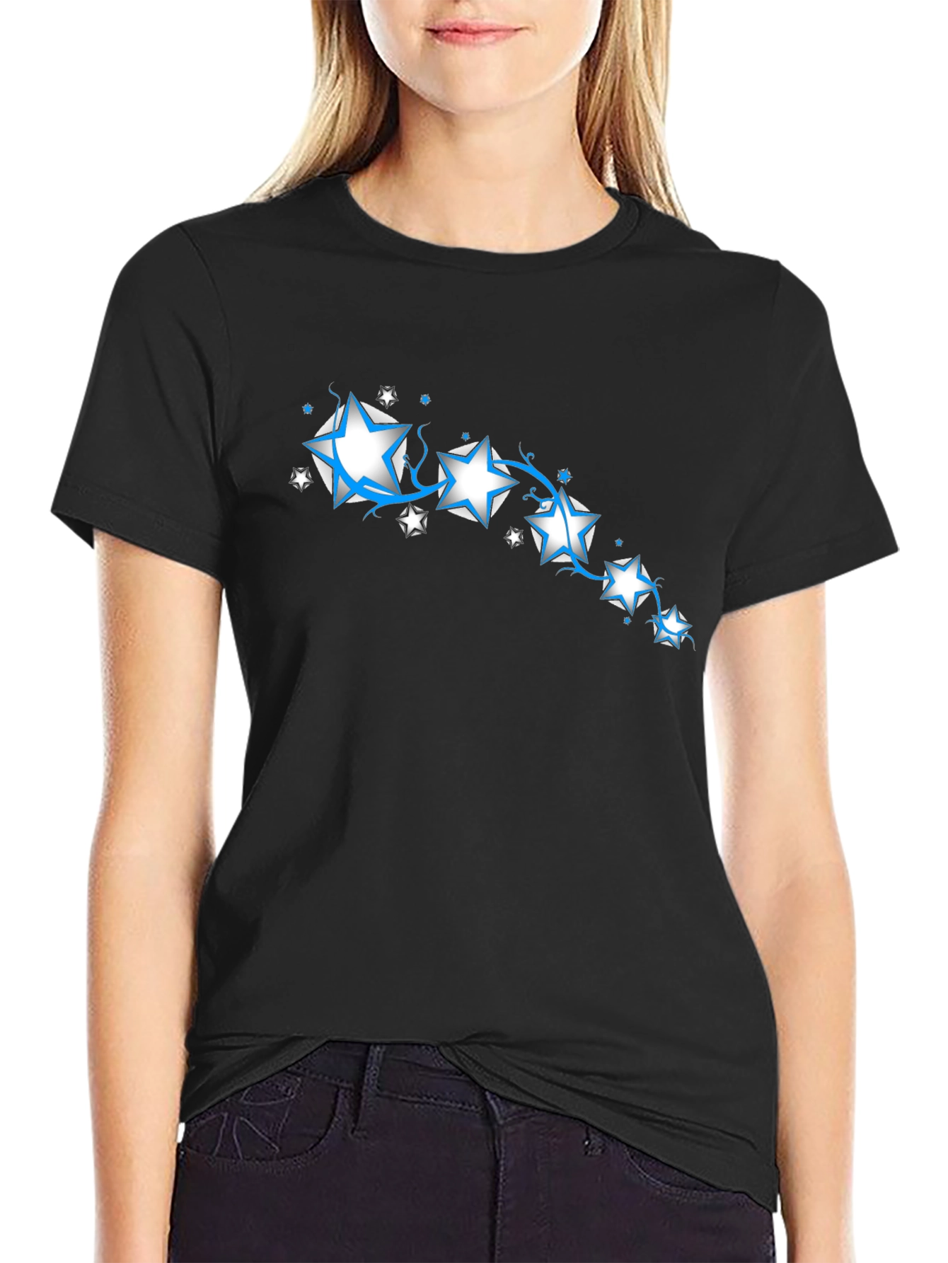 Star Design Black T-Shirt