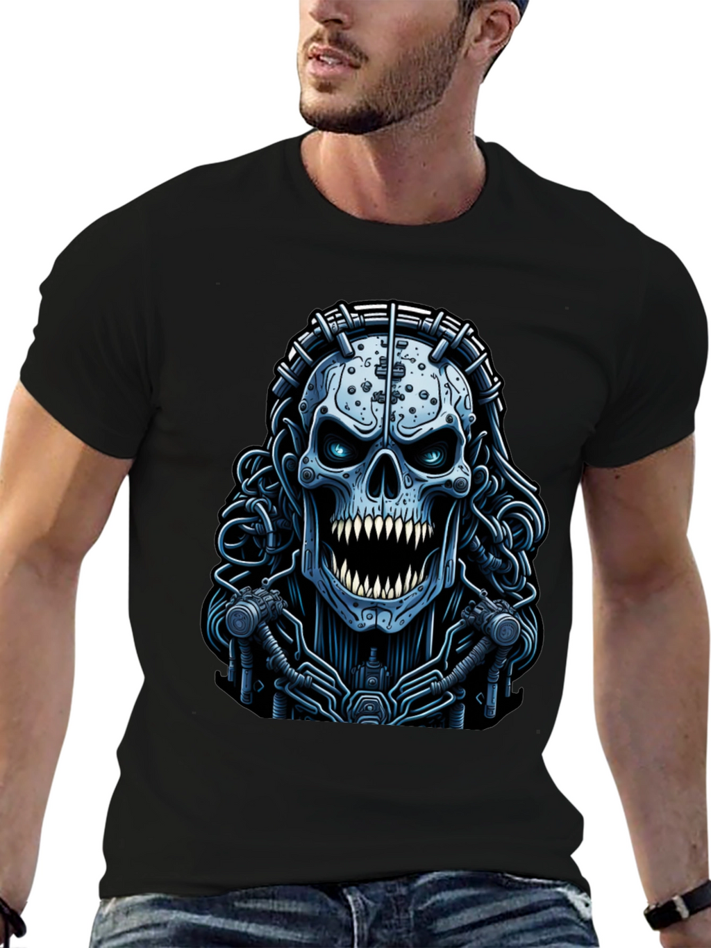 Cyberpunk Skull Graphic Tee - Unique Dark Apparel