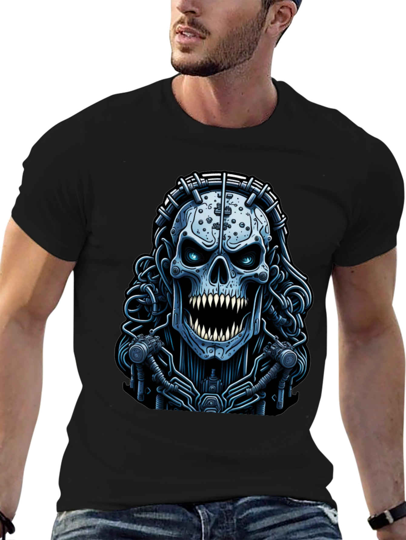 Cyberpunk Skull Graphic Tee - Unique Dark Apparel