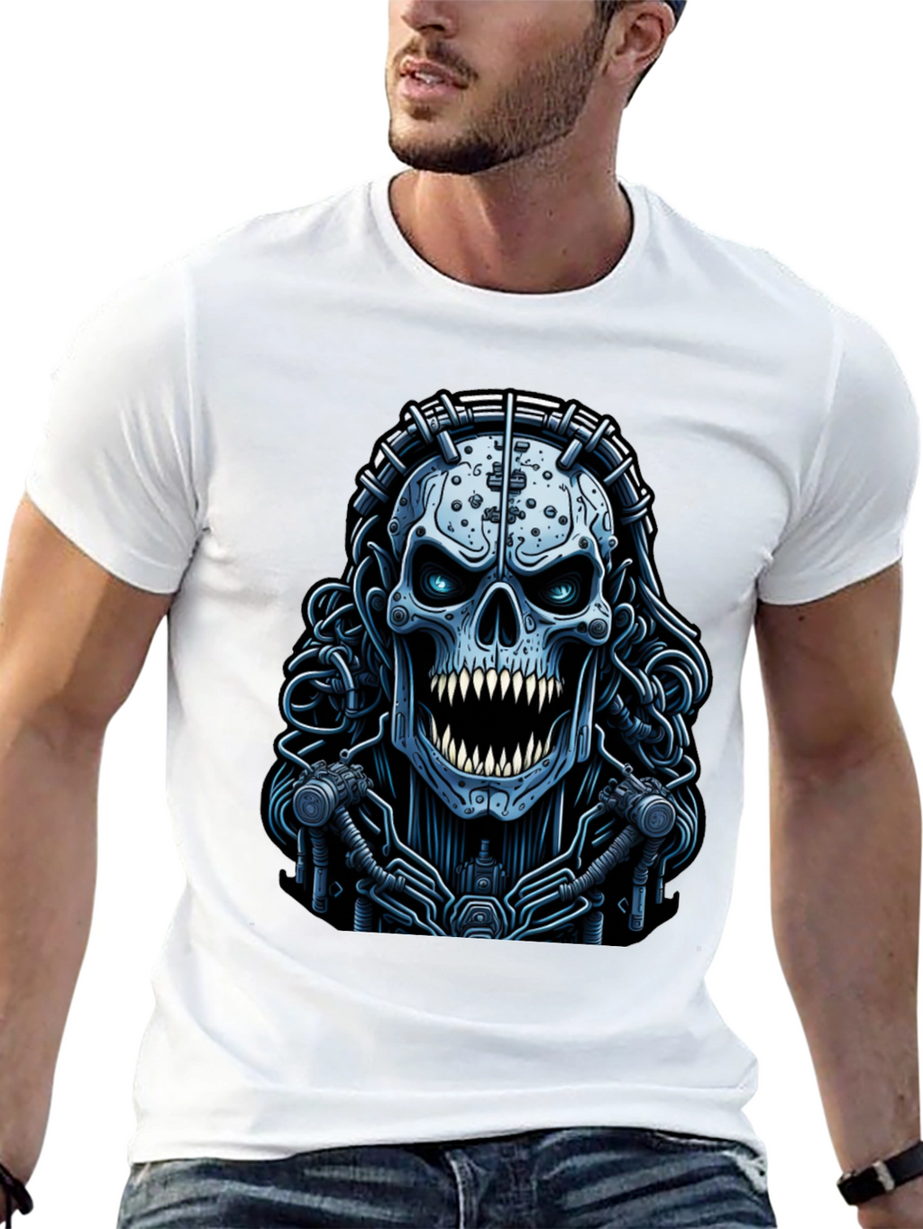 Cyberpunk Skull Graphic Tee - Unique Dark Apparel