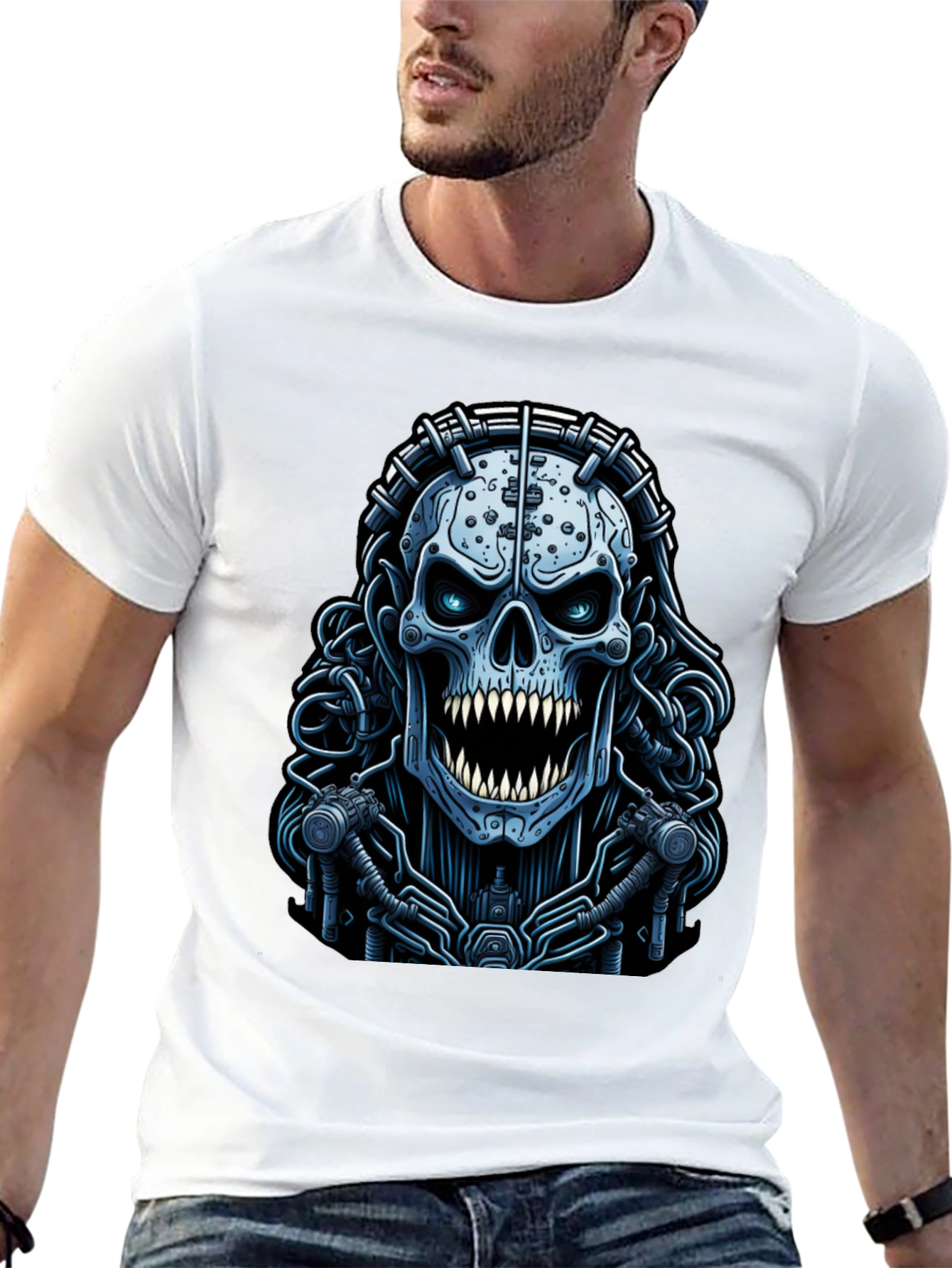 Cyberpunk Skull Graphic Tee - Unique Dark Apparel