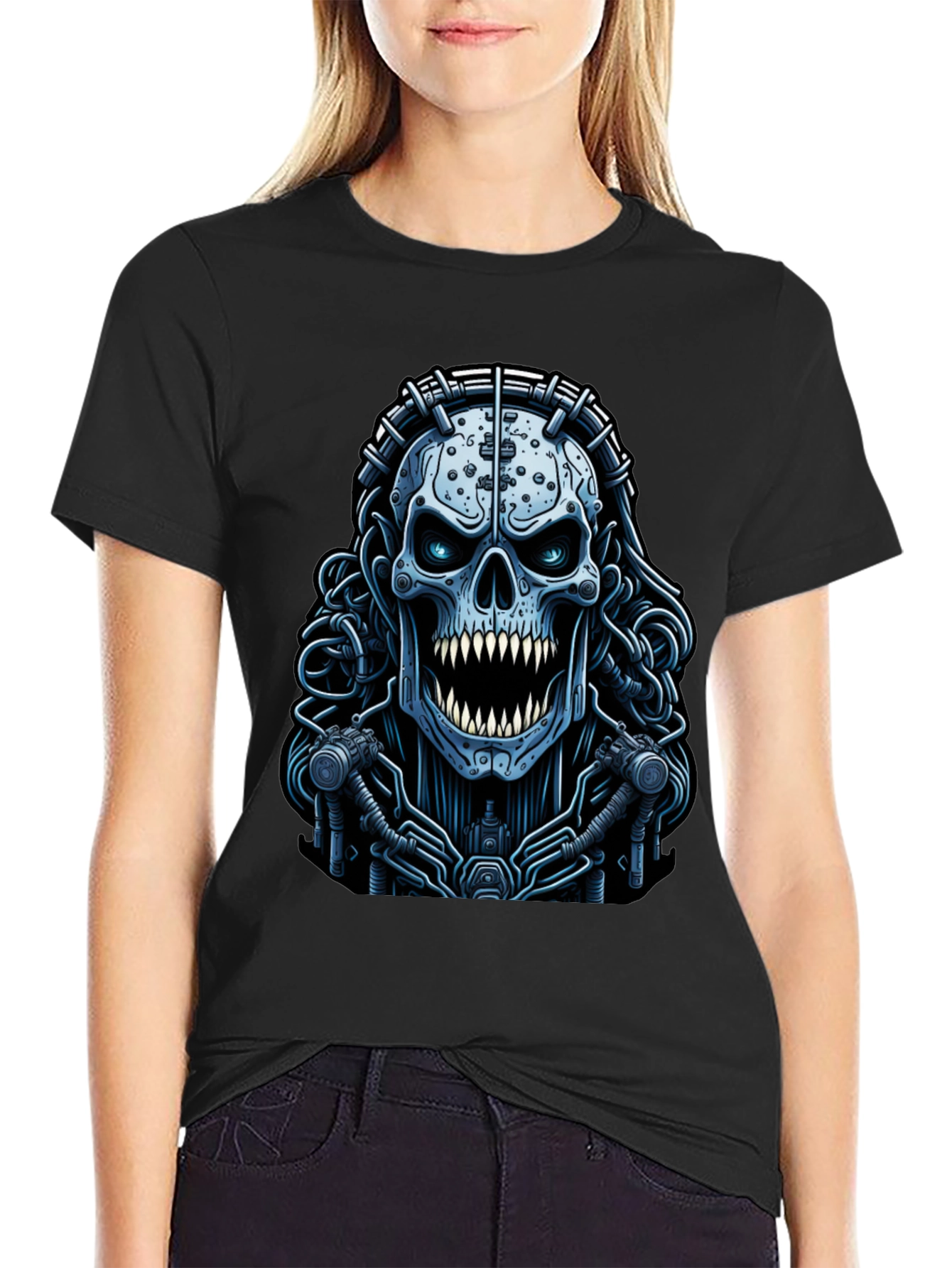 Cyberpunk Skull Graphic Tee - Unique Dark Apparel