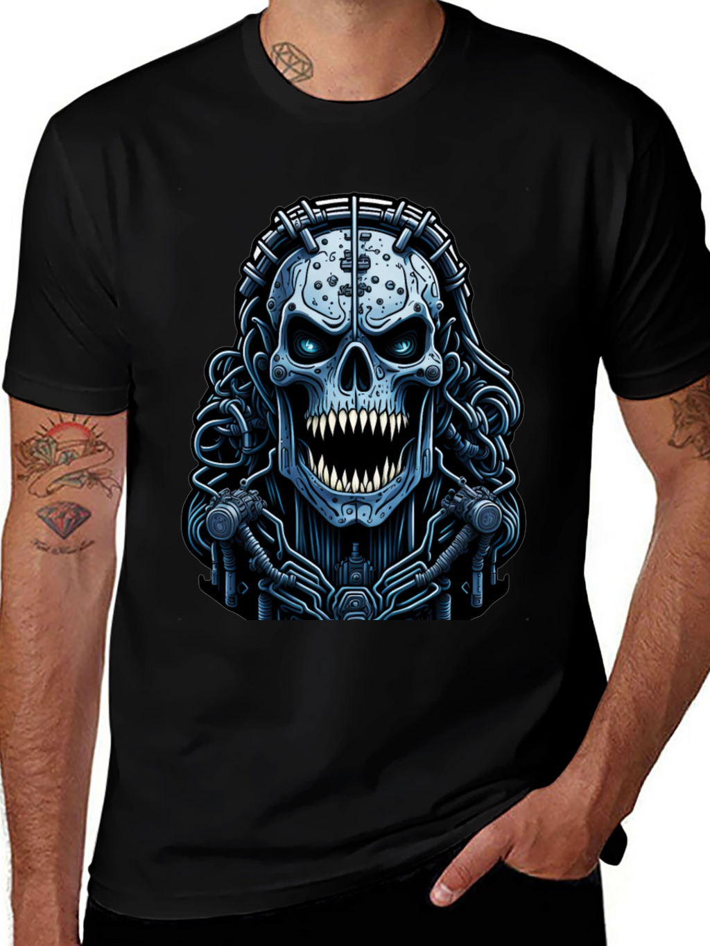 Cyberpunk Skull Graphic Tee - Unique Dark Apparel