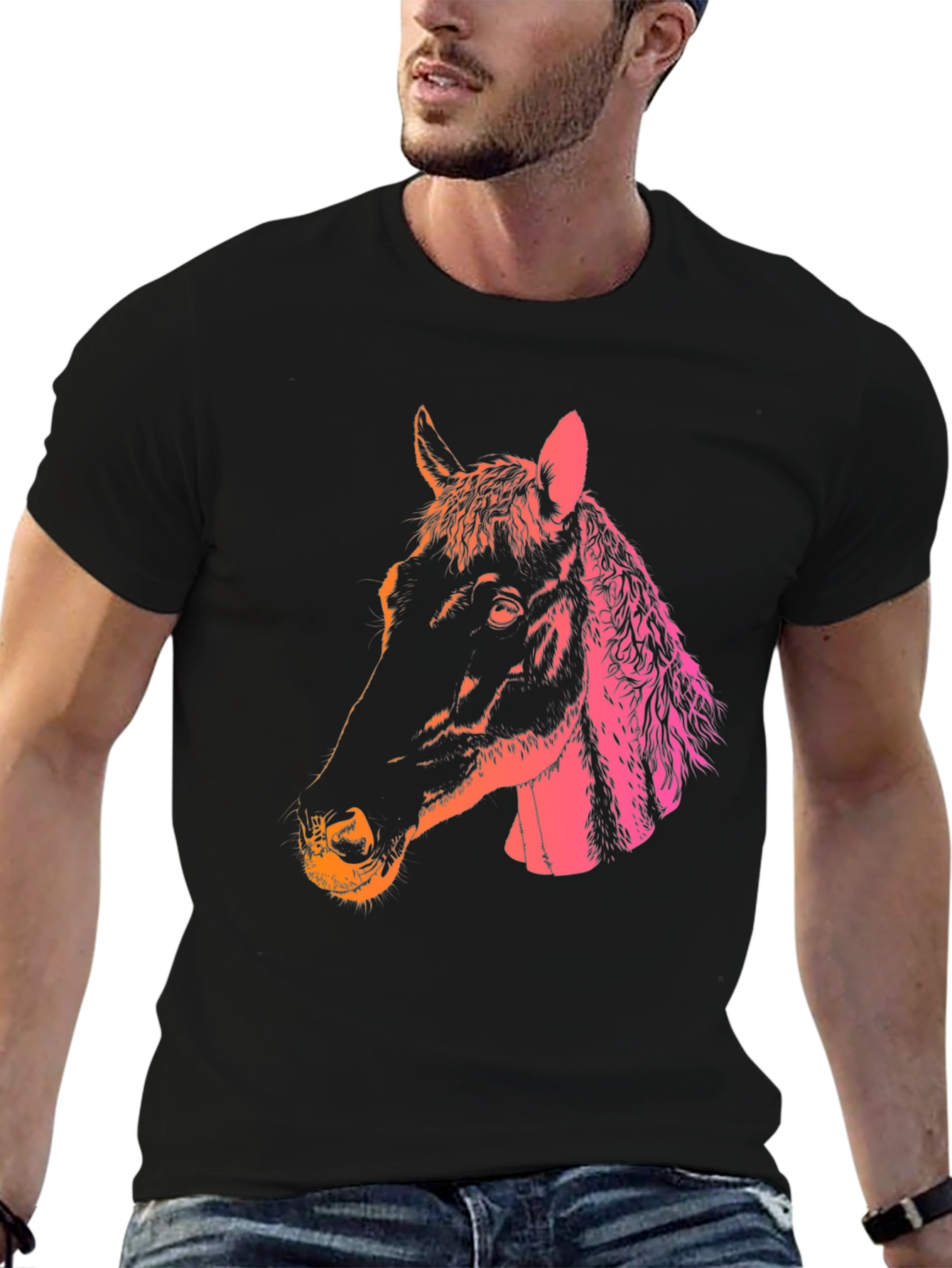 Horse Head Graphic Tee - Gradient Print