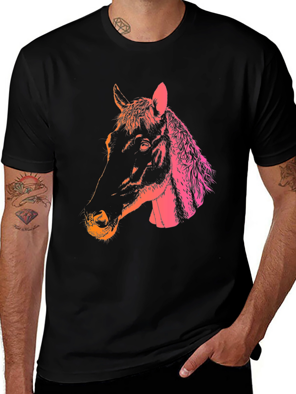 Horse Head Graphic Tee - Gradient Print