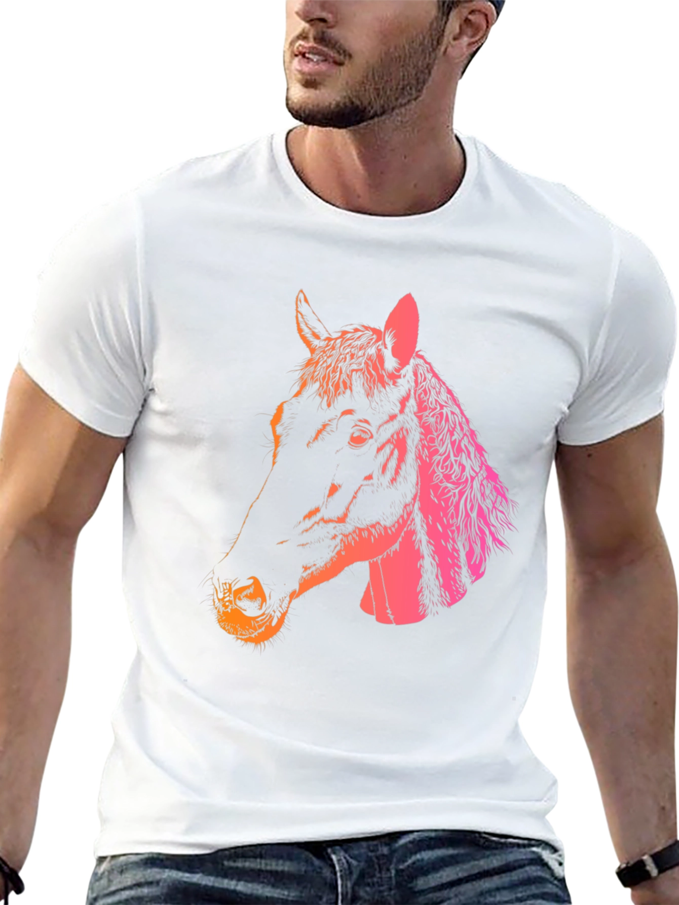 Horse Head Graphic Tee - Gradient Print