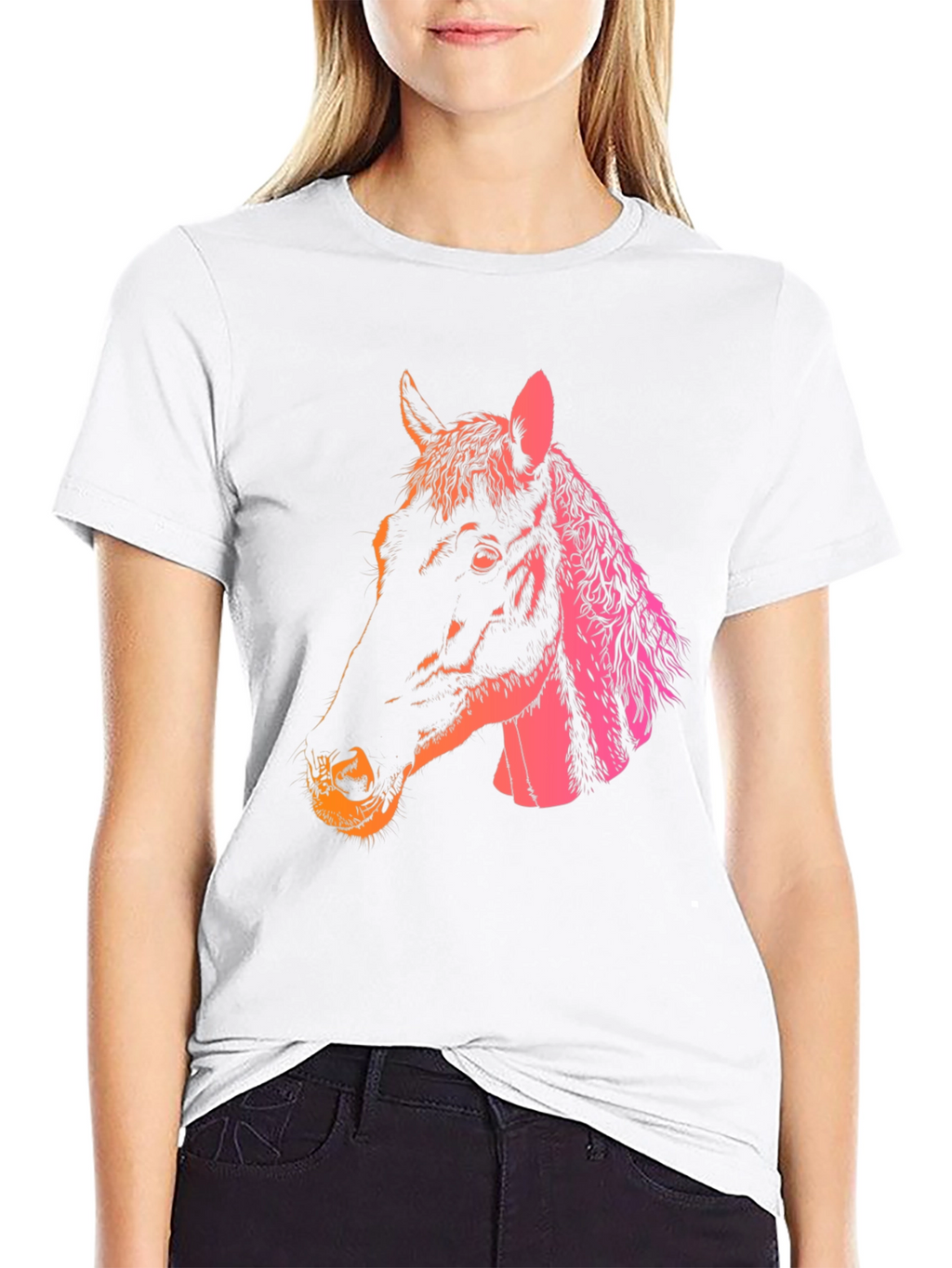 Horse Head Graphic Tee - Gradient Print