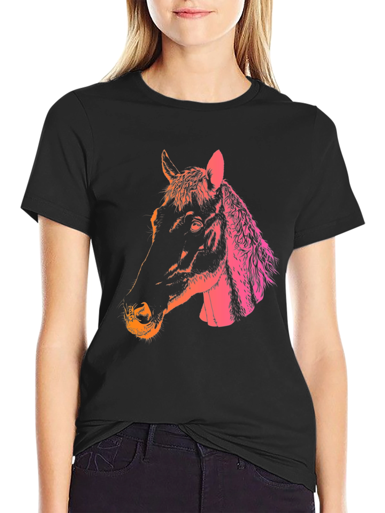 Horse Head Graphic Tee - Gradient Print