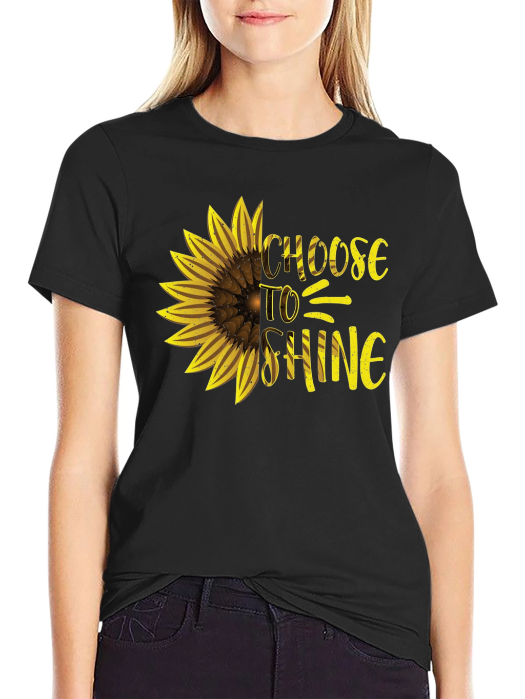 Choose to Shine Sunflower Graphic Tee - Black