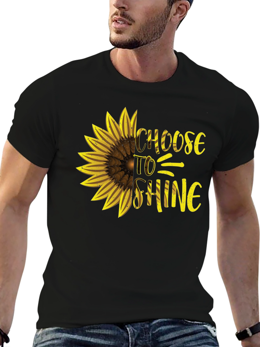 Choose to Shine Sunflower Graphic Tee - Black