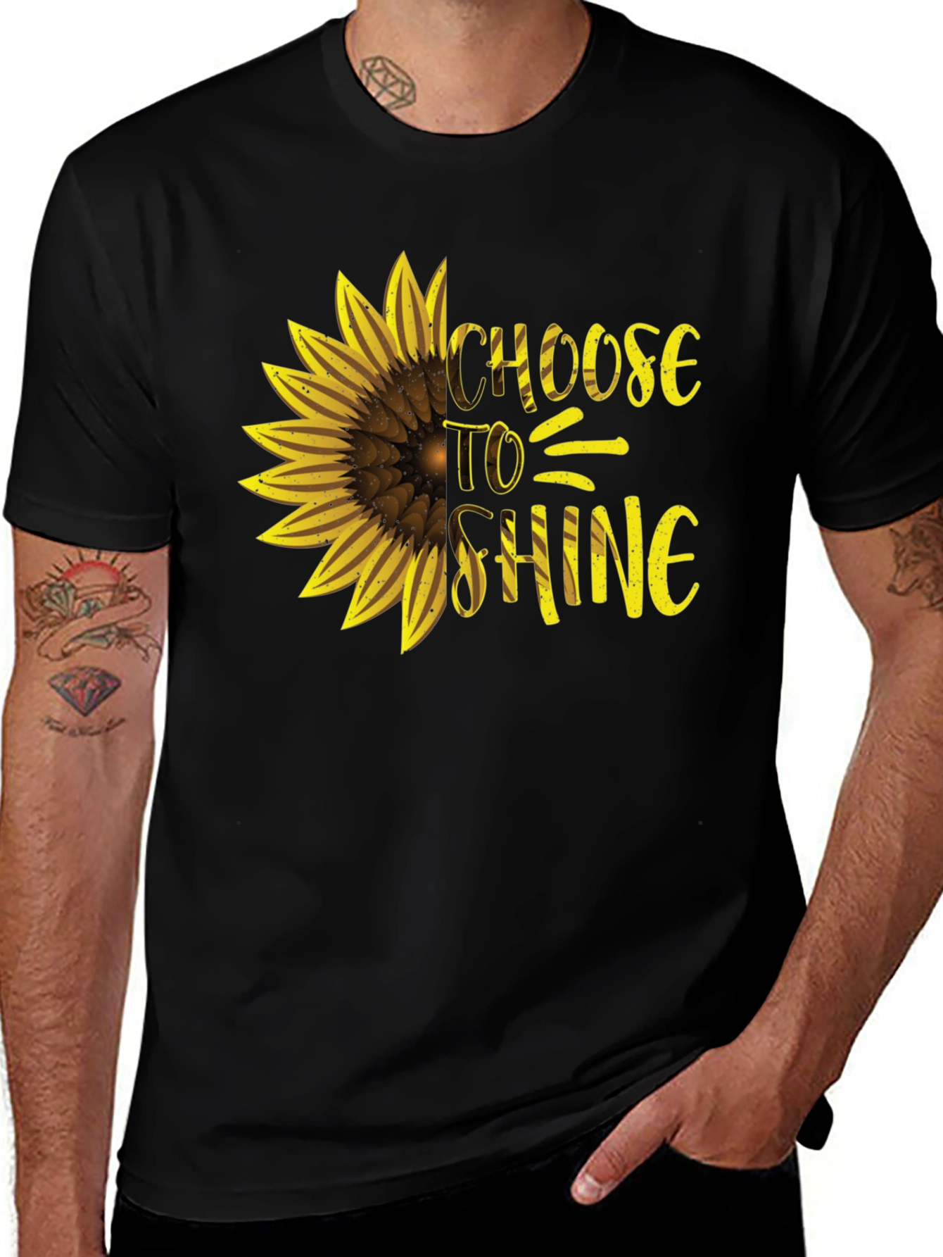 Choose to Shine Sunflower Graphic Tee - Black