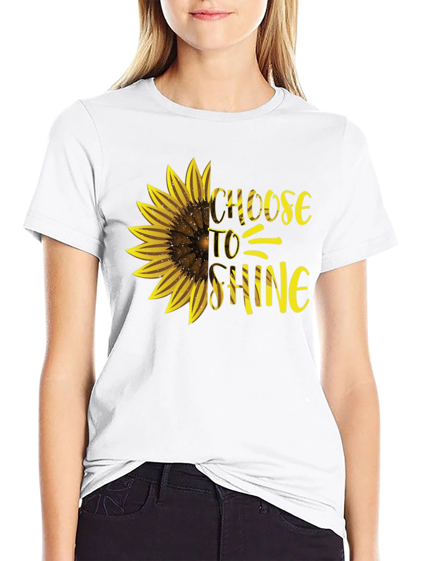 Choose to Shine Sunflower Graphic Tee - Black