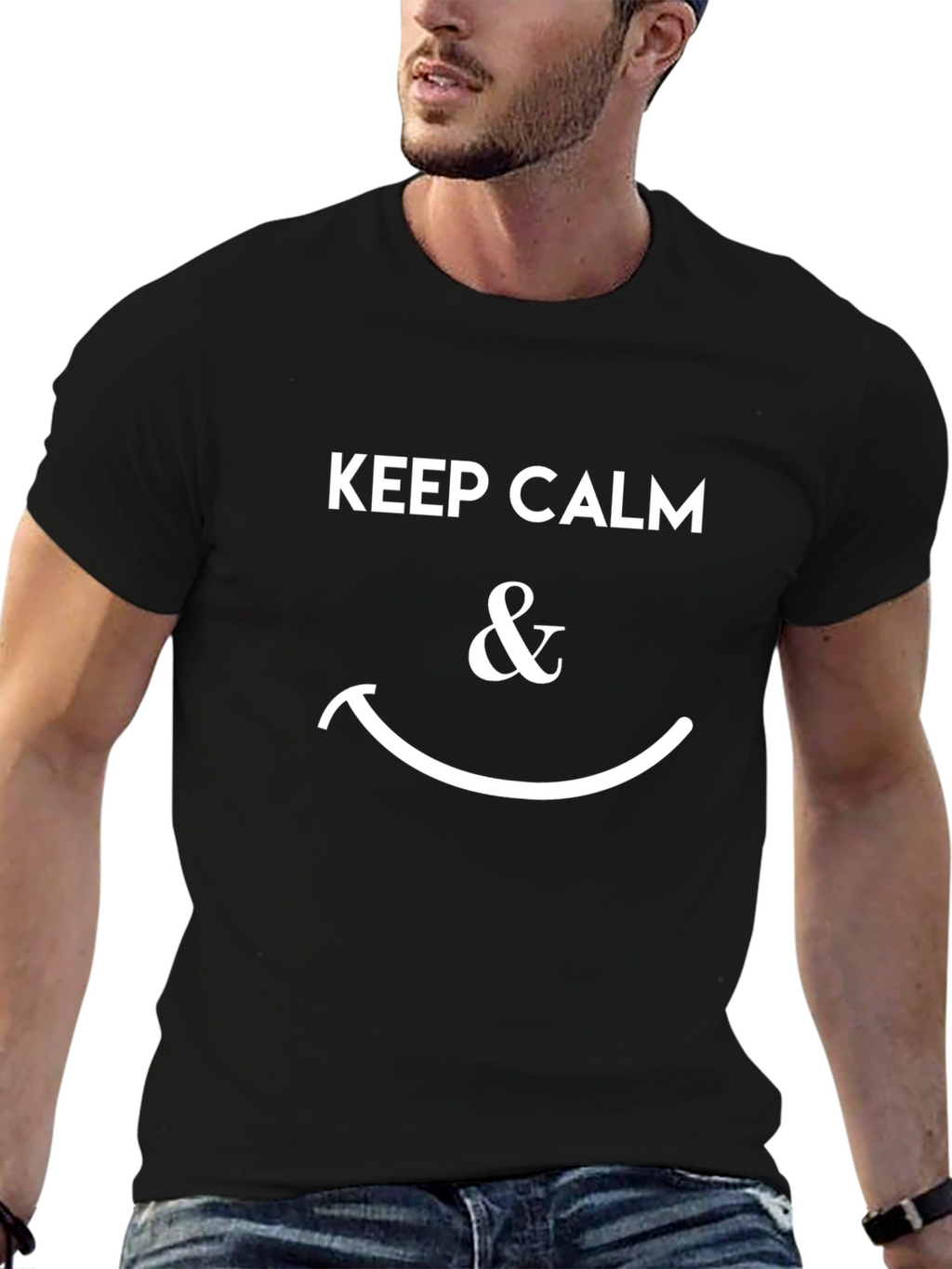 Keep Calm & Smile Black T-Shirt