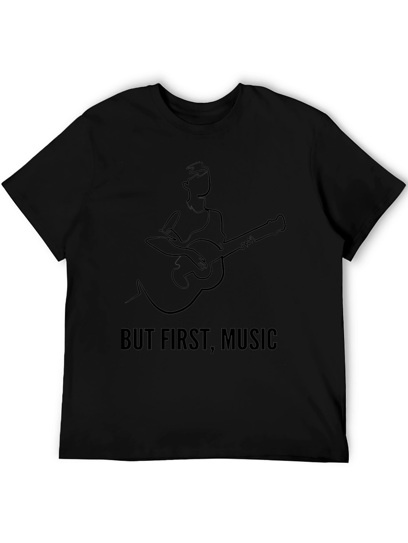 But First Music T-Shirt - Guitar Player Line Art Design