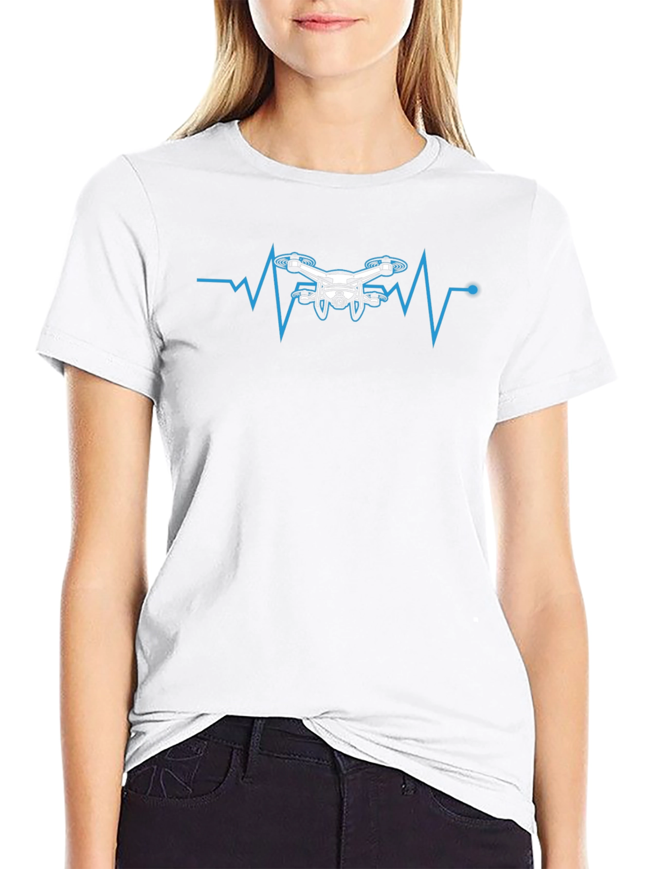 Drone Heartbeat Graphic T-Shirt - Black